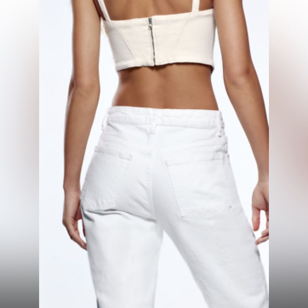 NWT ZARA WOMAN HIGH RISE STRAIGHT
LEG JEANS WHITE - Picture 4 of 9
